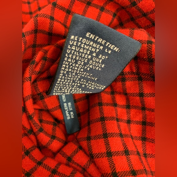Ralph Lauren Sport Polo Shirt Size 6 Red Black Check Flannel Suede Elbow Patches - Picture 10 of 10